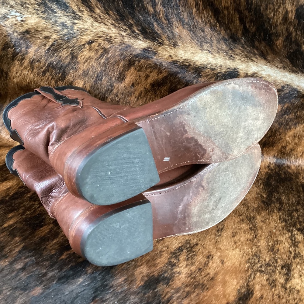 Lucchese X J Gilbert Cowboy Western Roper Boots Brown Size 11 Made In USA RARE! - Picture 5 of 12